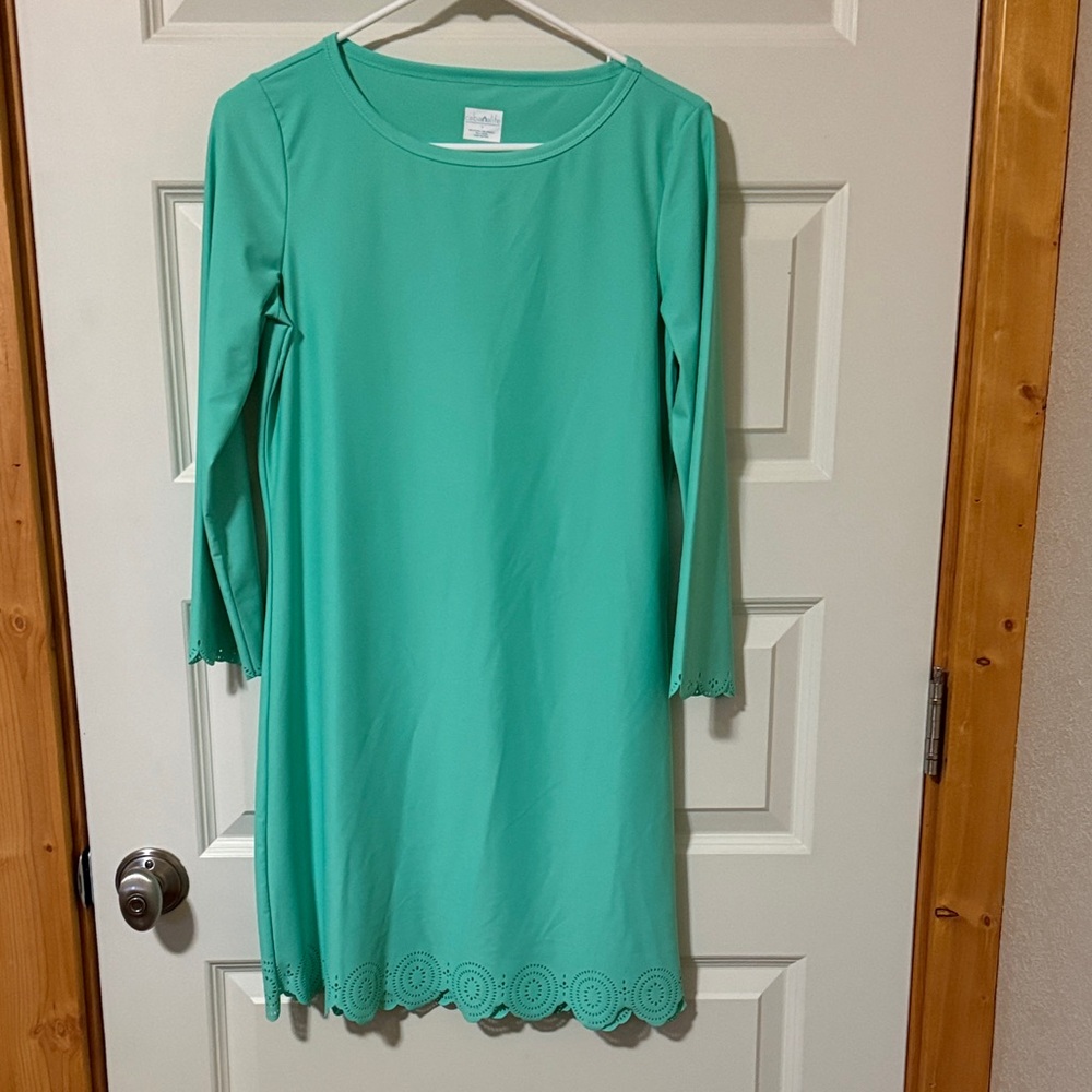 Cabana Life Women's  Mint Green Swimsuit Coverup with Scalloped Hem